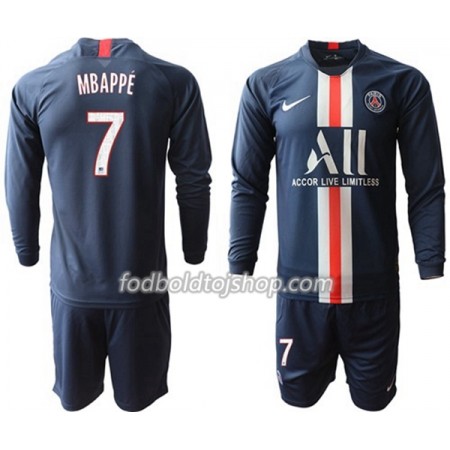 Paris Saint-Germain Mbappe 7 Børn Hjemme Fodboldsæt 2019-20 L/S (+ Korte bukser)